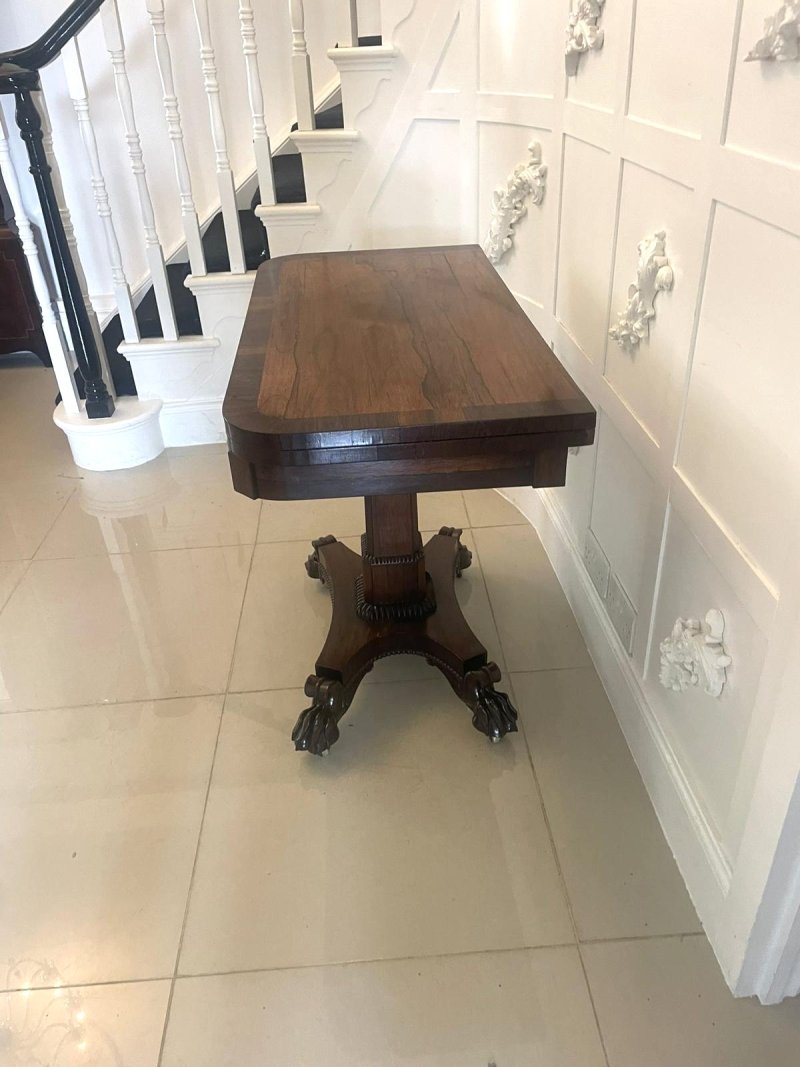 Quality Antique William IV Rosewood Card/Side Table - Image 4